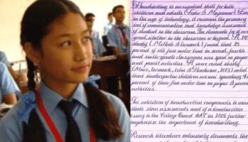 Menina do Nepal conquista título de melhor caligrafia do mundo